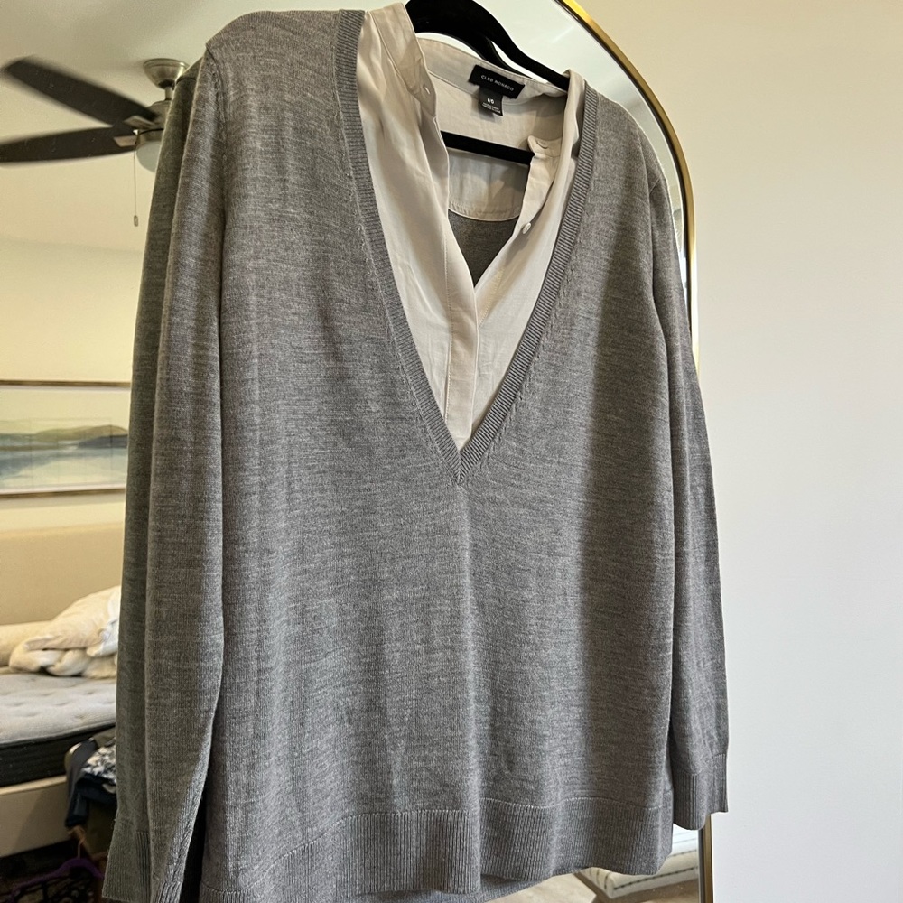 Club Monaco Sweater with built in button down collar